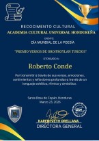 Premio Versos de Oro por Universidad Cultural General de Honduras